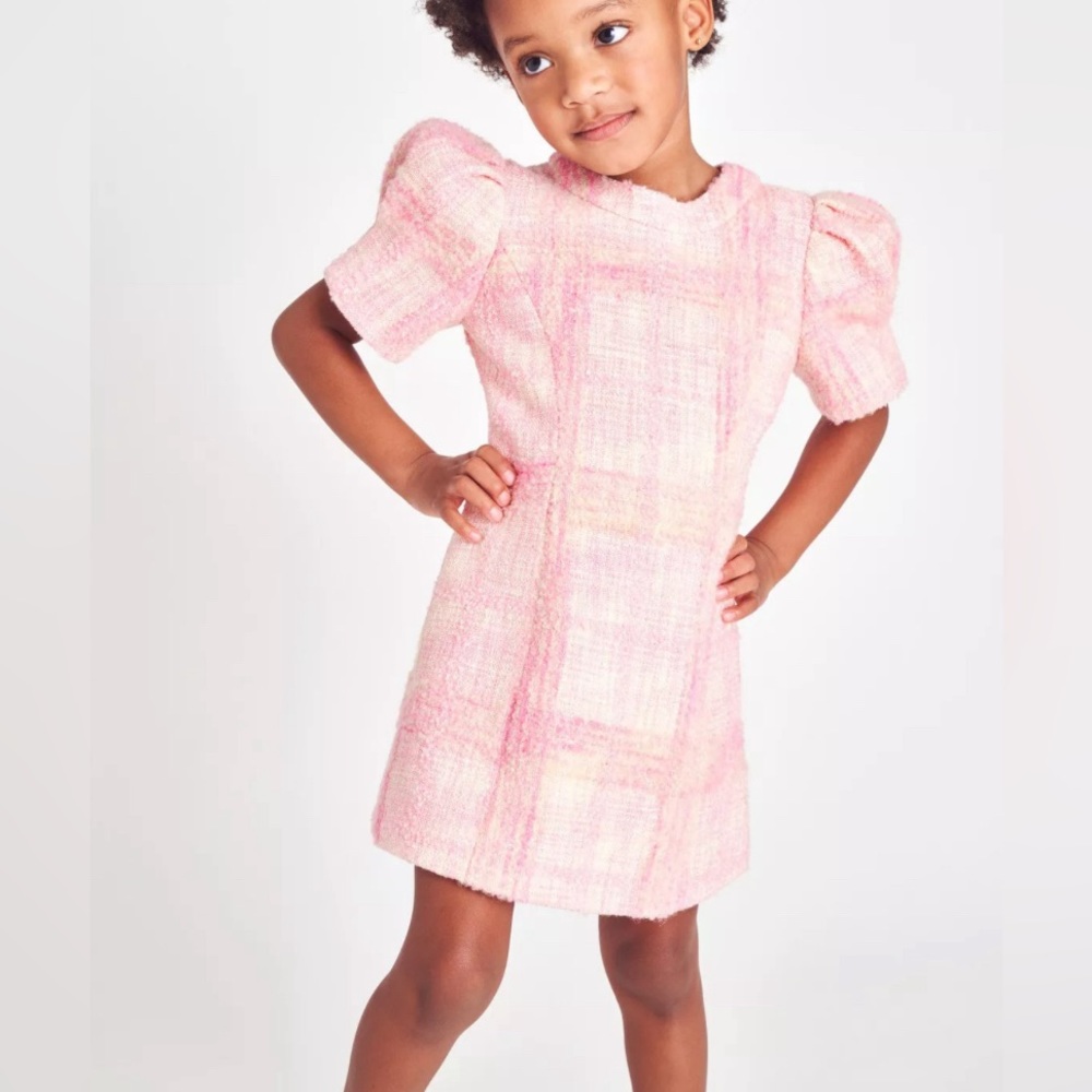 LoveShackFancy Girls Tweed Lalan Dress Pink Pastel Peony Size 8/9